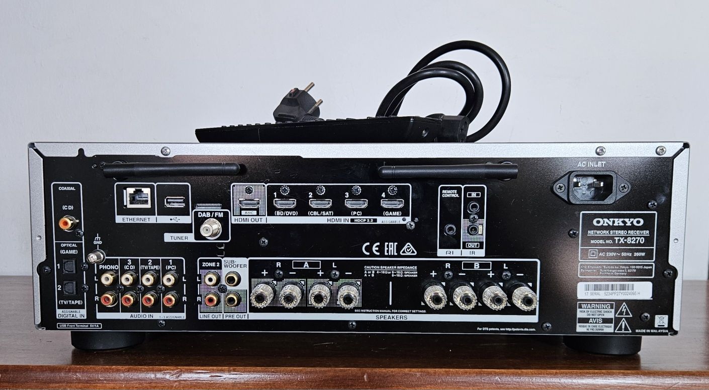 Amplituner sieciowy ONKYO TX-8270, Spotify, Tidal, TuneIn