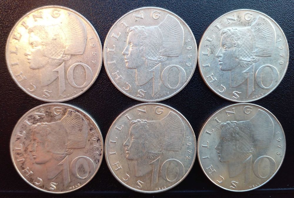 Австрия 10 шиллингов 1957 . Серебро 0,640/7,5г.