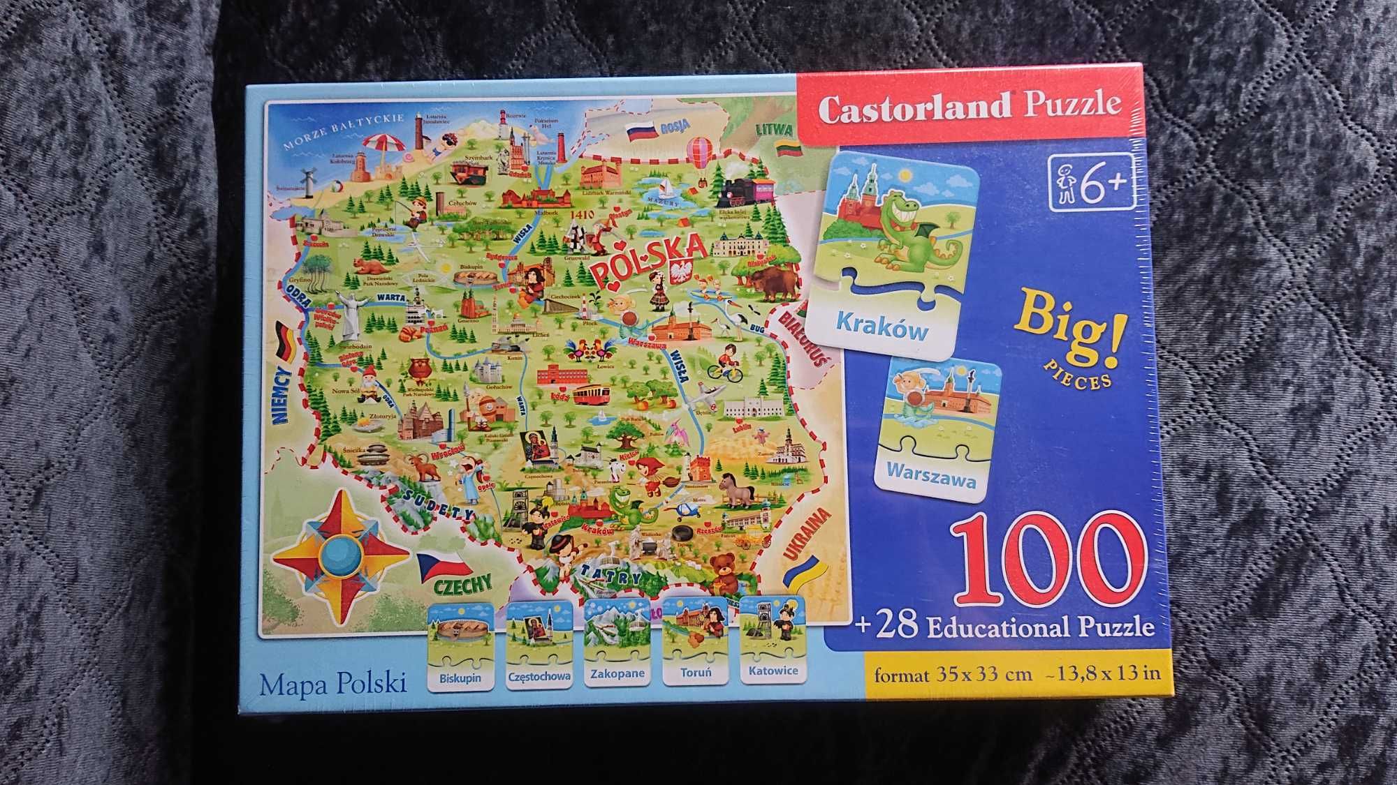 NOWE puzzle Mapa Polski / 100 elementów / Castroland Puzzle
