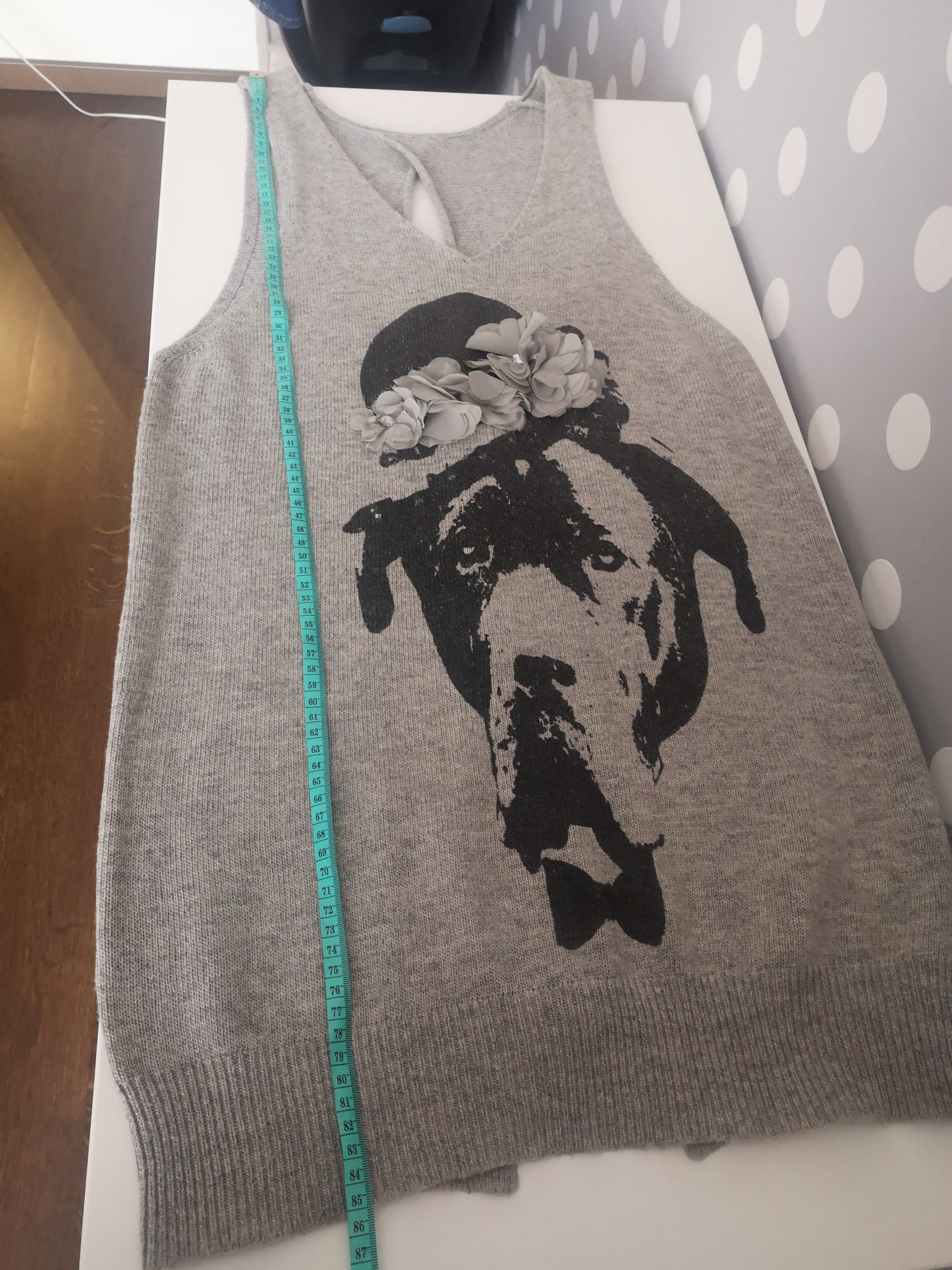 Piękny sweter/tunika/kamizelka w kolorze szarym