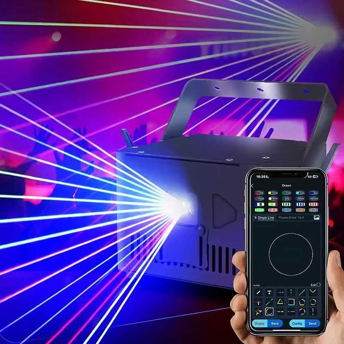 projektor laserowy dyskotekowy RGB 3W Bluetooth DMX własna grafik NOWY