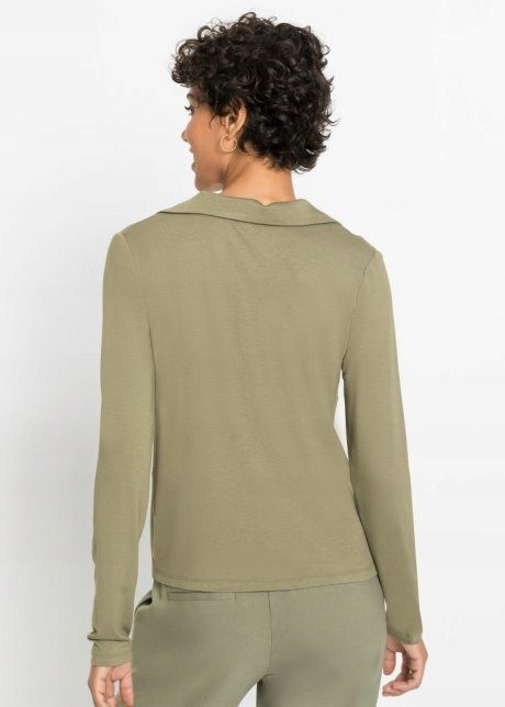 B.P.C bluzka khaki z kołnierzykiem r.36/38