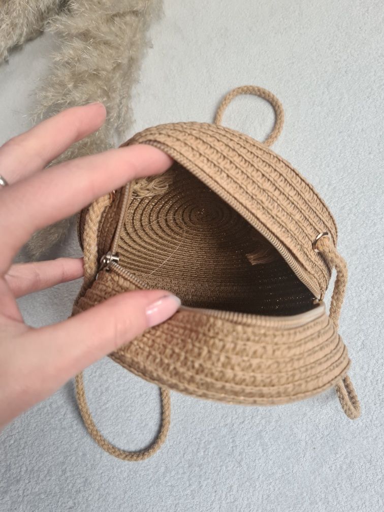 Torebka boho, pleciony koszyk, okrągła torebka letnia,wakacyjna