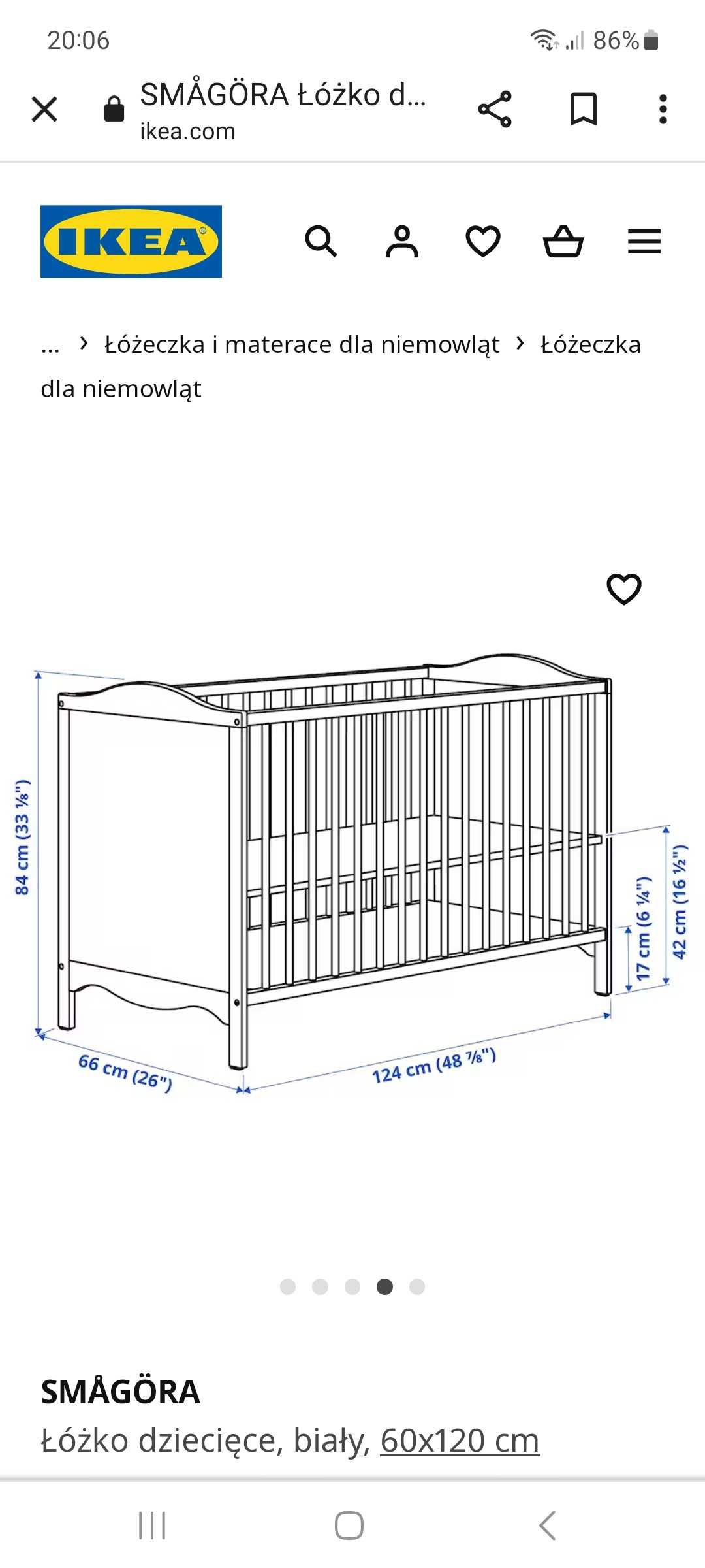 Łóżeczko niemowlęce 120x60