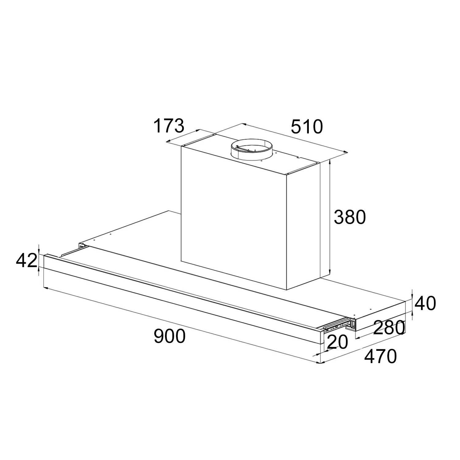 Витяжка вбудована Klarstein Mariana 90 Flat Screen Hood