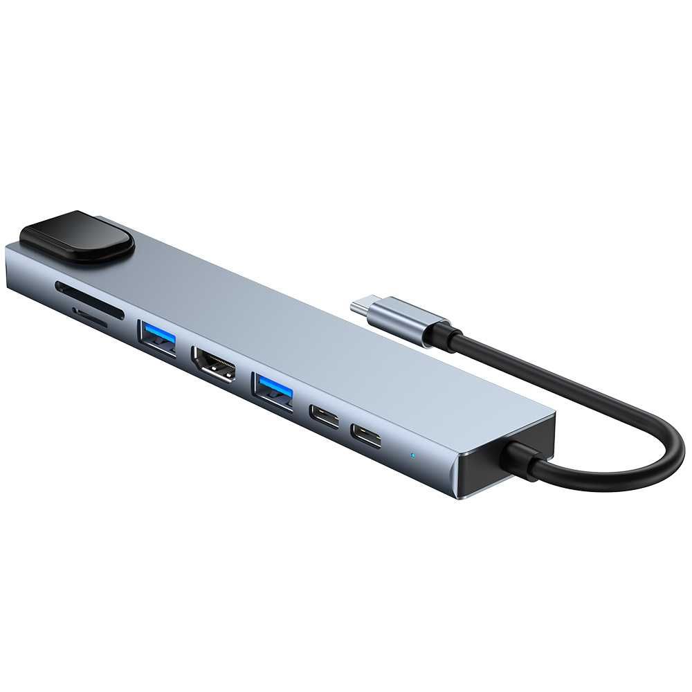 Rozgałęziacz USB HUB przejściówka 2xUSB-C 8w1SD TF 2xUSB HDMI LAN