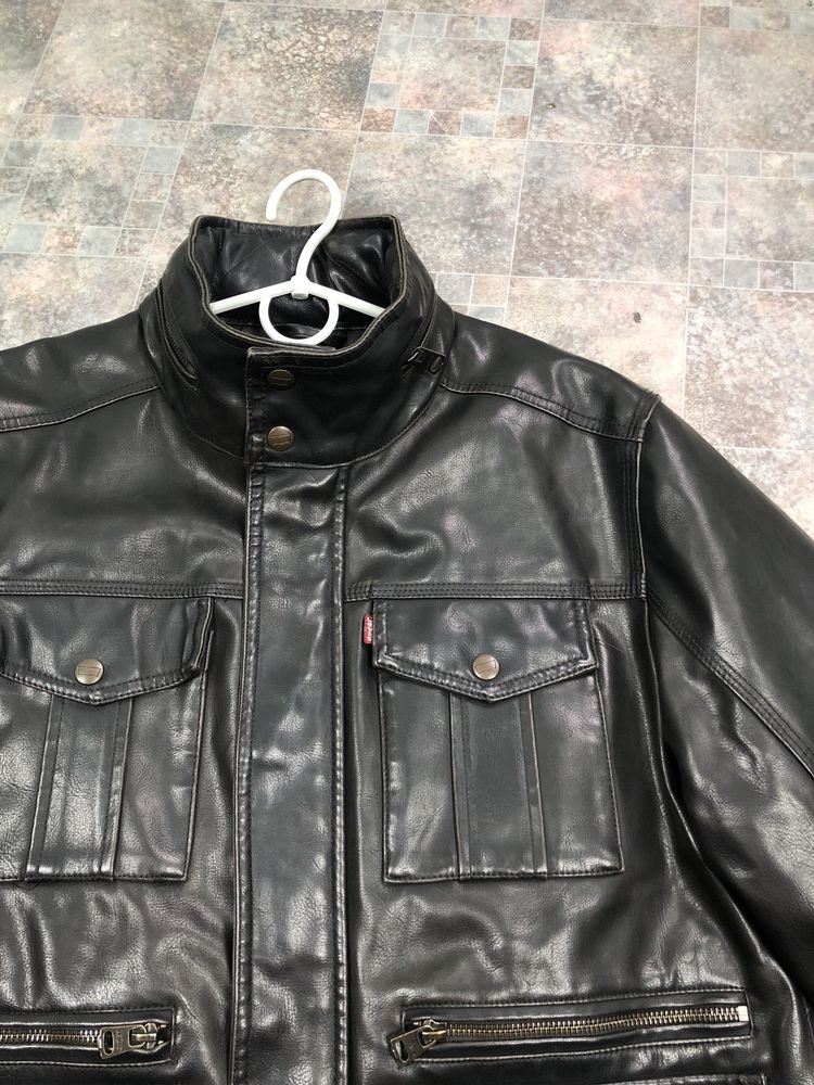 Куртка шкірянка мотоциклетна Levi's men dark/brown racer/biker jacket