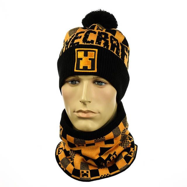 Дитячий осінньо-зимній комплект шапка та баф майнкрафт, роблокс