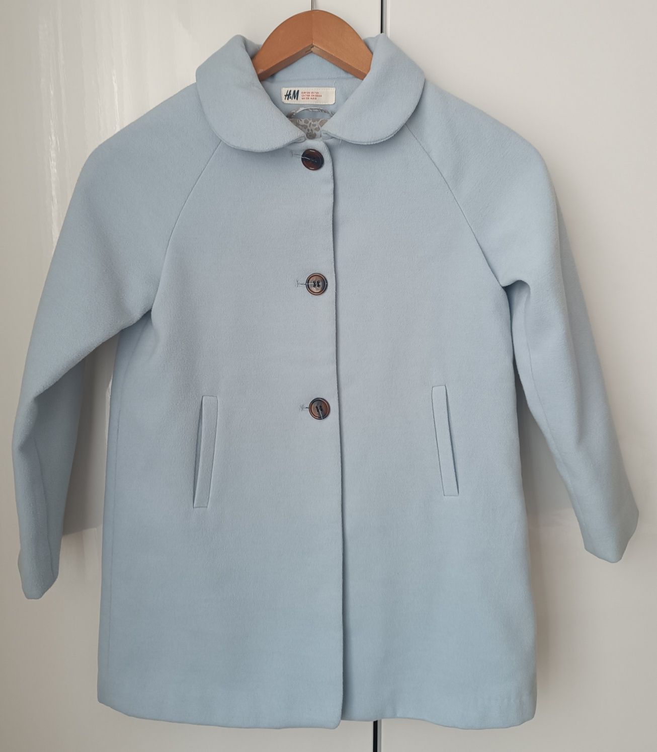 Пальто H&M 128 см блакитне дитяче