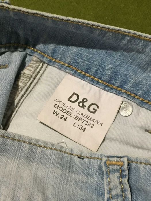 Джинсы D&G голубые, рваные Dolce&Gabbana потертые W:24 L:34