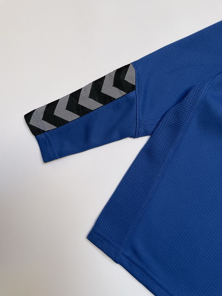 116 Hummel niebieska bluza sportowa piłkarska zamek cienka treningowa