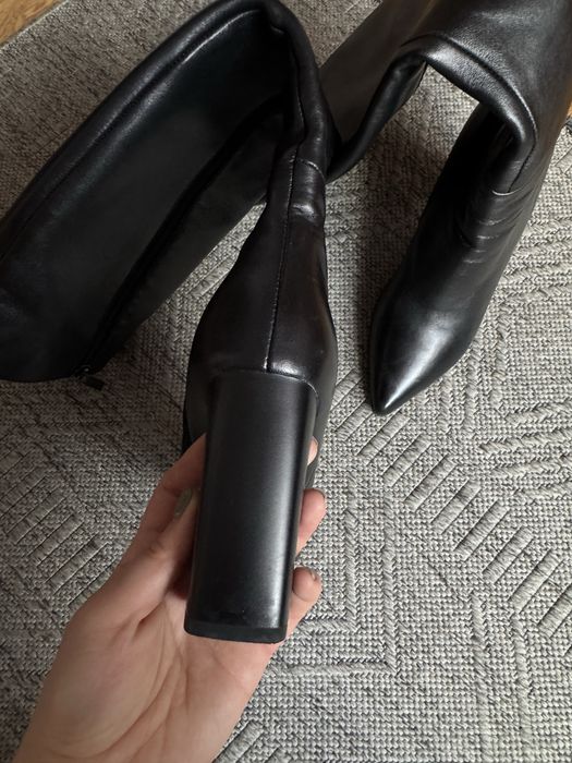 Чоботи, ботфорти, Estro, 37 р., натуральна шкіра, чорні