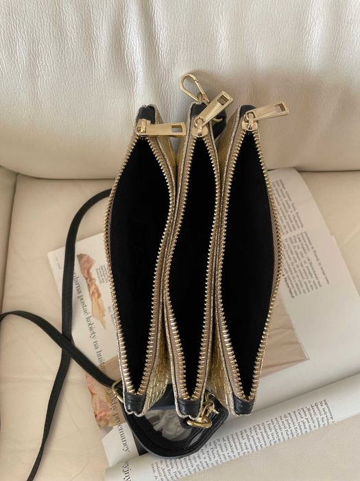 Італійська шкіряна сумочка кросбоді на 3 відділення