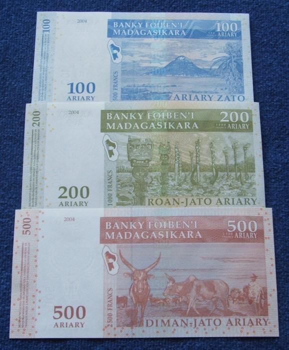 MADAGASKAR - Komplet Banknotów Kolekcjonerskich w Stanie UNC ZESTAW