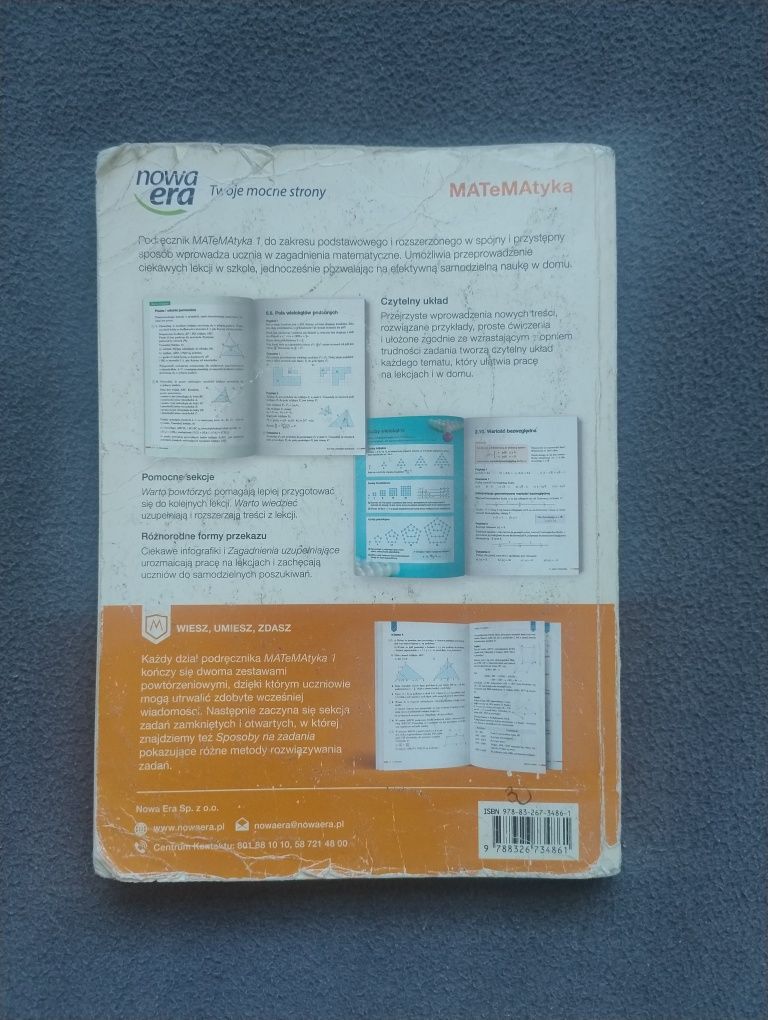 Podręcznik do klasy 1 liceum MATeMAtyka 1 zakres pods i rozszerzony