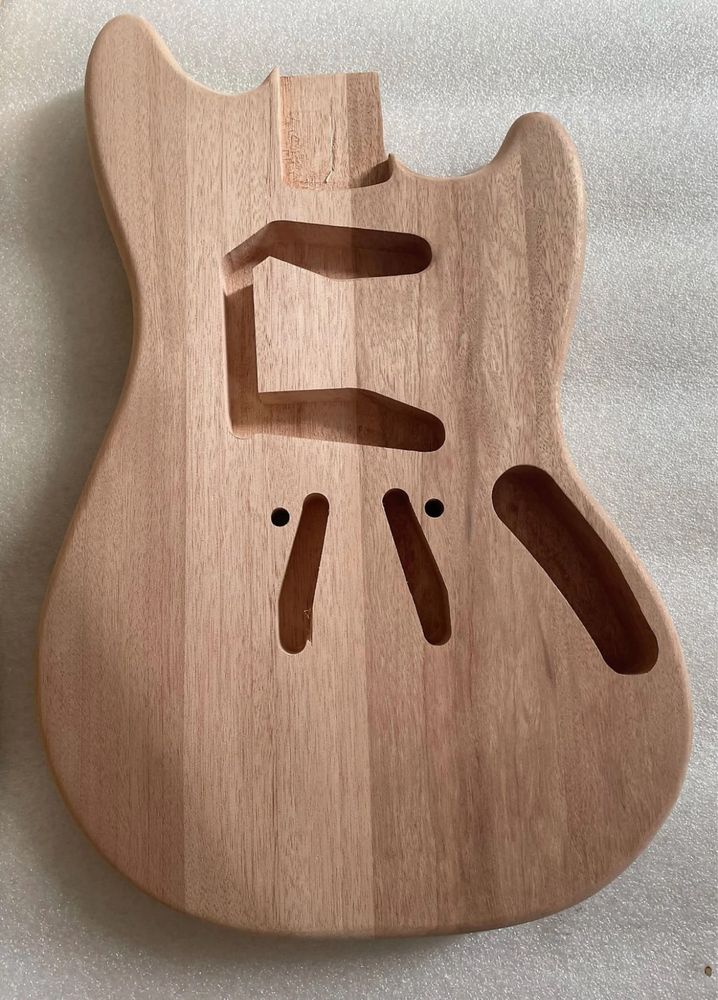 Mahogany wood Fender Mustang style unfinished guitar body