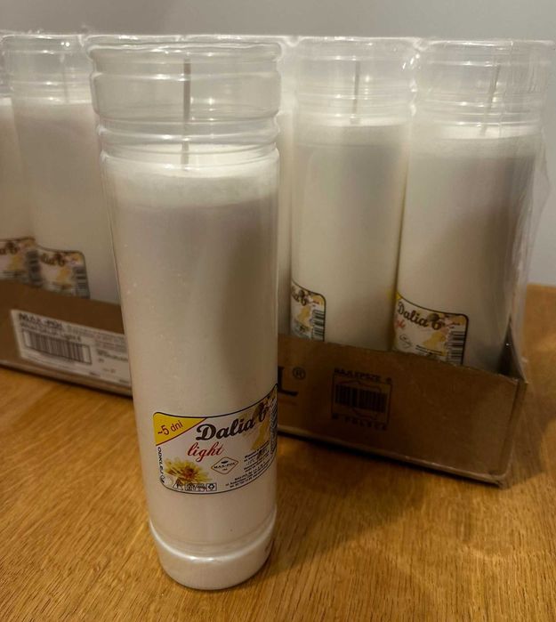 Zestaw 20 sztuk dużych wkładów 120h parafinowych 23cm wys.