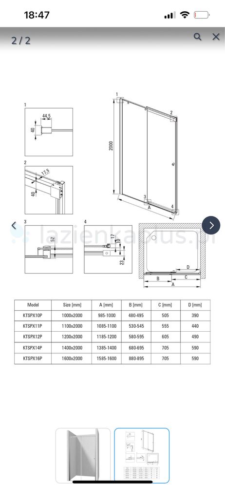 Drzwi prysznicowe Deante Kerria Plus 120cm chrom szklo przezroczyste
