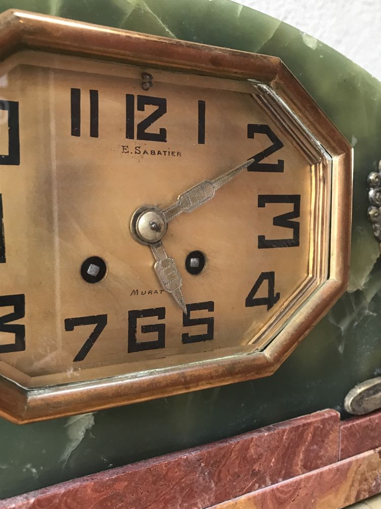 Alabastrowy Kominkowy zegar Murat Art Deco