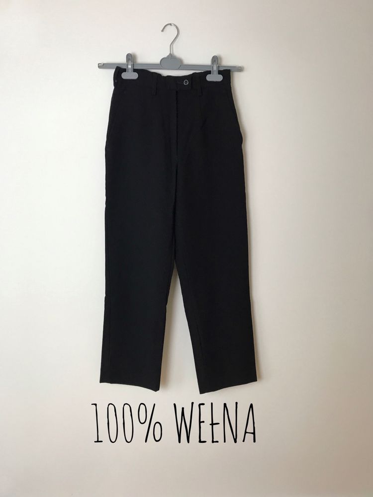 Czarne eleganckie wełniane spodnie Turner Virr, perełka vintage