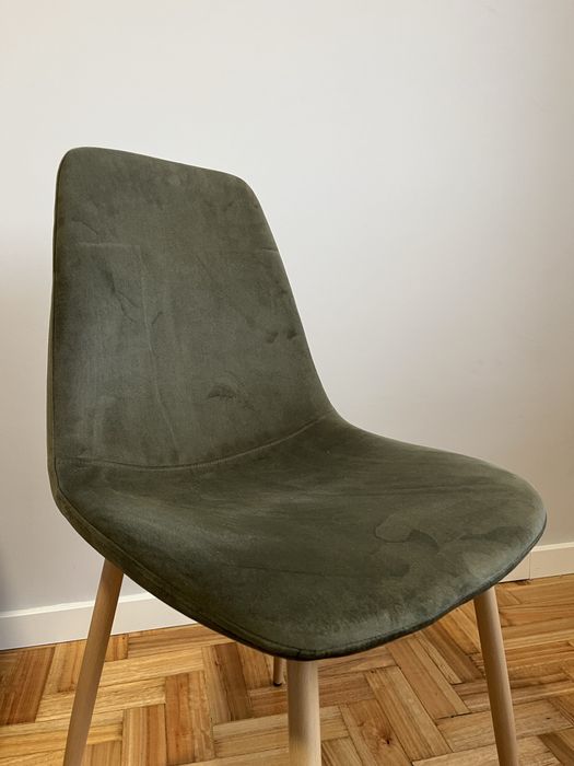 4 cadeiras de sala verde de tecido