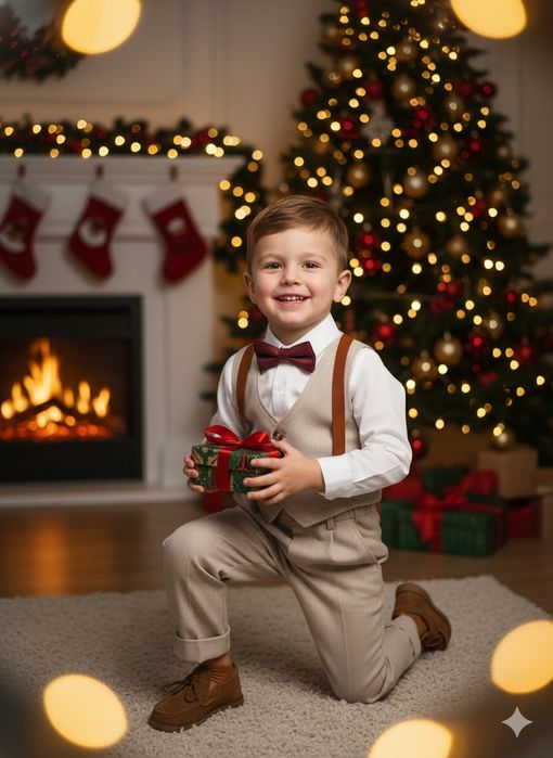 Elegancki Zestaw Chłopięcy (Kamizelka + Spodnie) - Idealny na Święta
