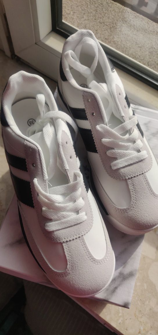 Adidasy sneakersy biało-szaro -czarne 38 wygodne pianka Seastar