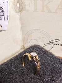 Piękny złoty pierścionek z diamentem 0,33ct złoto 0,585 2,92g 14k CER