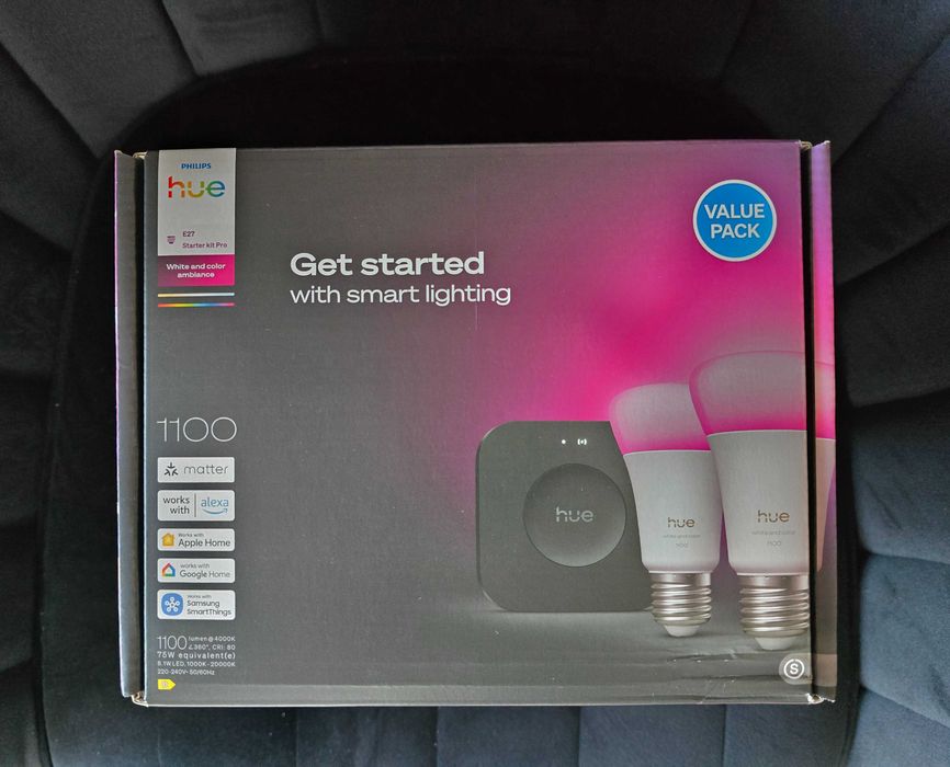 Nowy Philips hue e27 Starter Kit Pro, mostek+ 2 żarówki