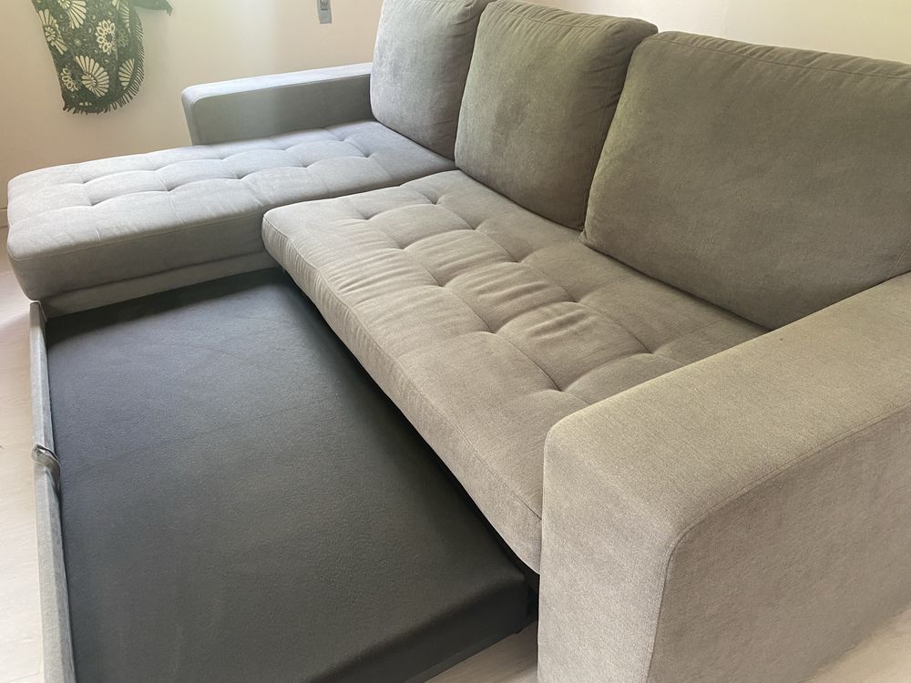 Sofá conforama cinzento c/chaise long e sofa-cama
