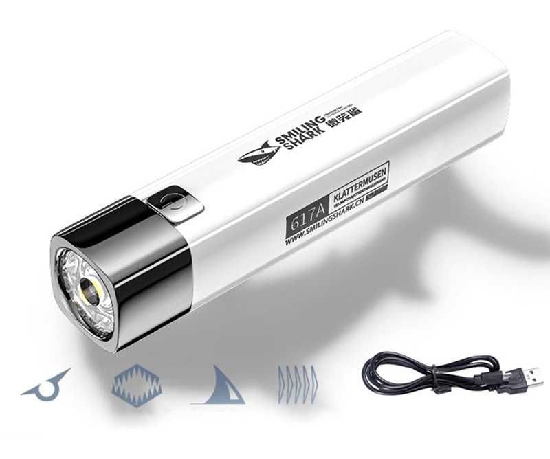 Фонарик на встроенном аккумуляторе, заряжается от USB и сети