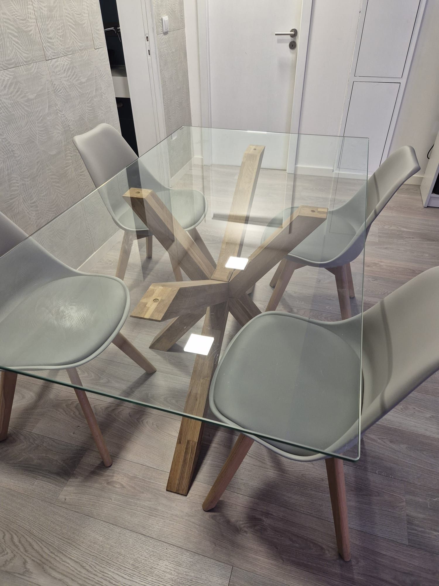 Conjunto mesa vidro