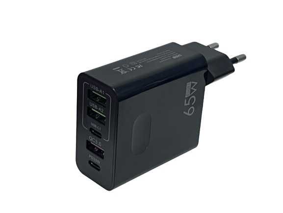 Szybka ładowarka sieciowa 65W 3 Porty USB, 2 Porty USB-C