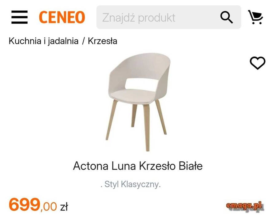 Krzesło białe ekoskóra wygodne stabilne  Actona Luna Omega Nova-9