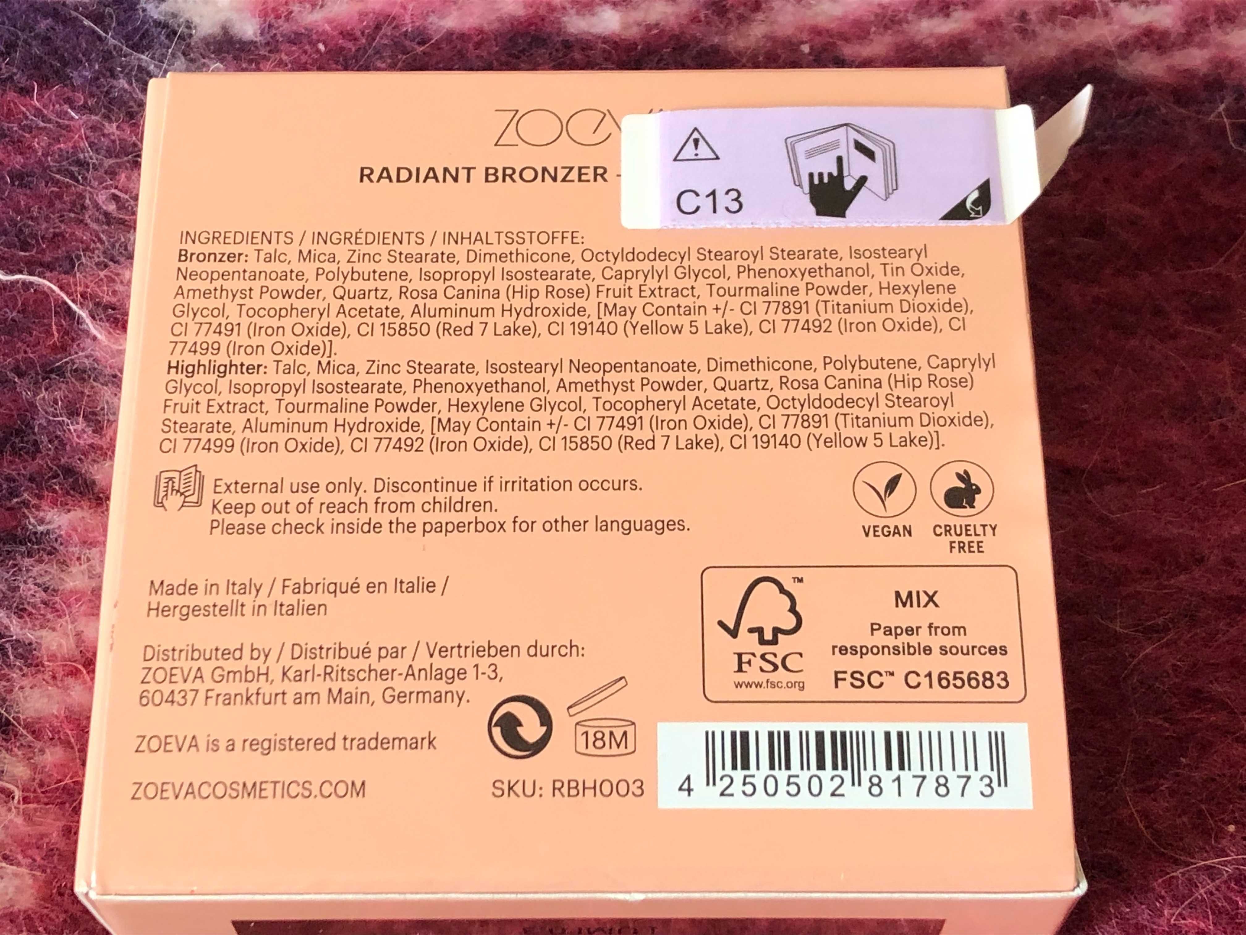 Zoeva Radiant Bronzer Highlighter, Lumi 0.3, bronzer / rozświetlacz