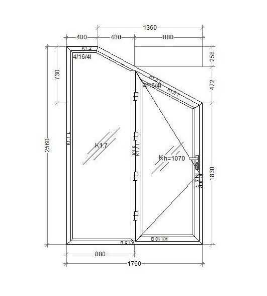 Металопластикова конструкція зі склом (вікно-двері)
