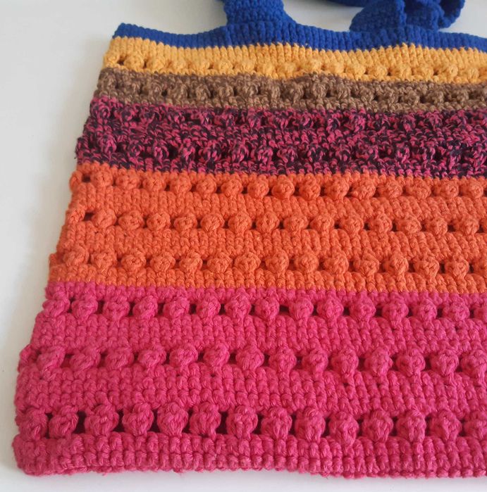 Saco Sacola Mala Crochê Artesanal Colorido Estimado