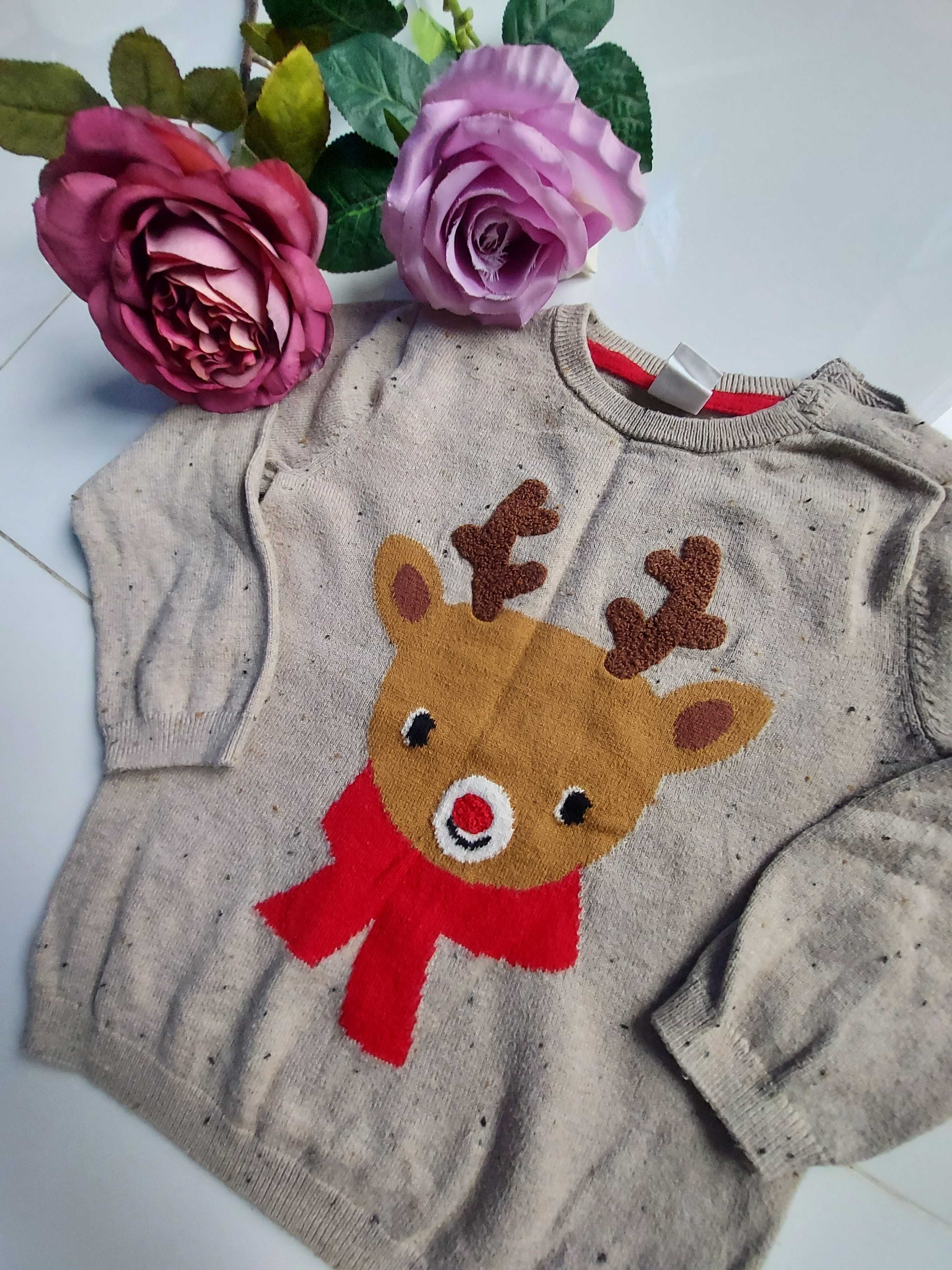 Swetr sweter sweterek świąteczny dla chłopca chłopięcy 92 cm h&m