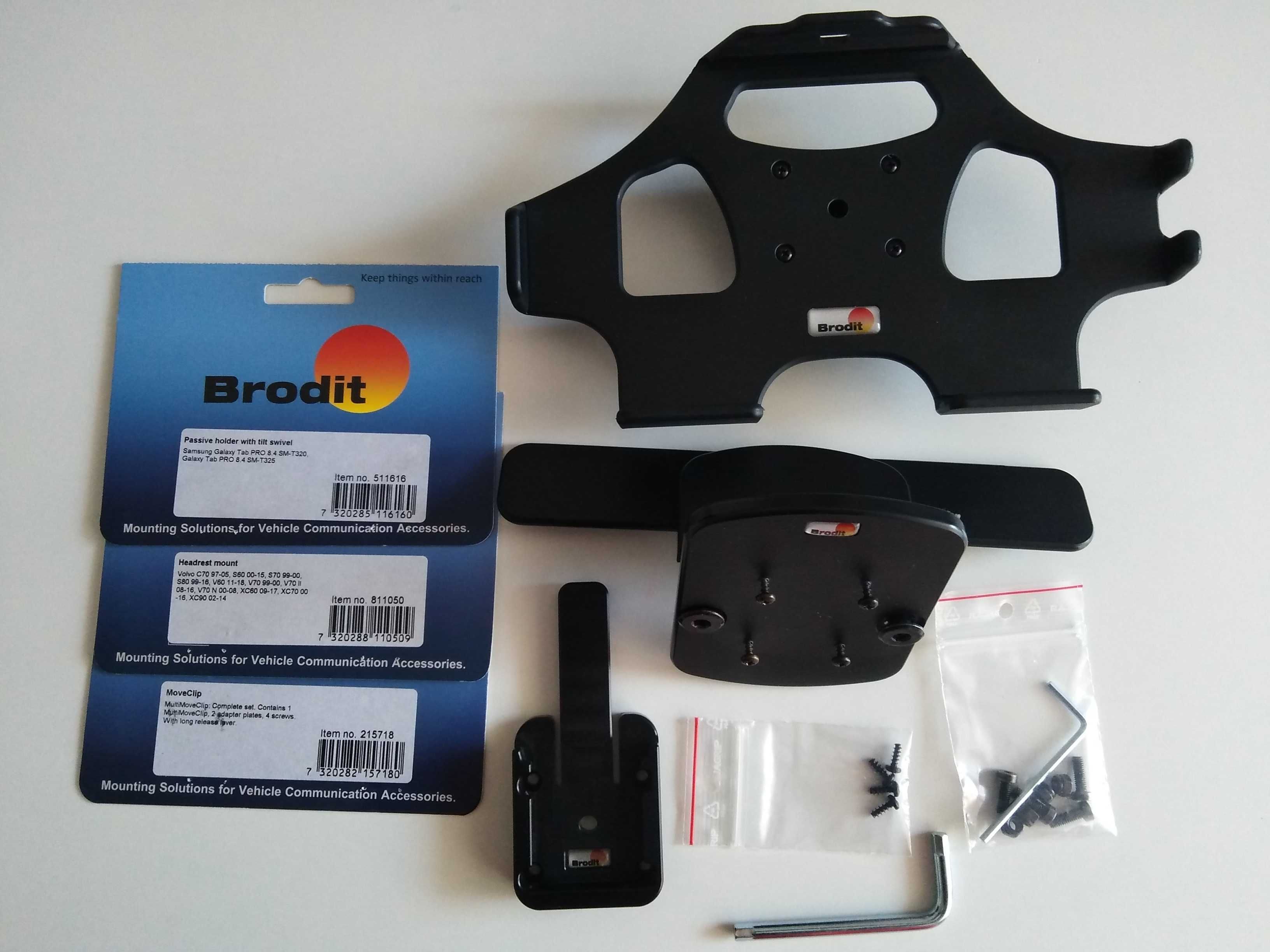 Zestaw Brodit - system do zagłówków Volvo, Uchwyt, Adapter montażowy,