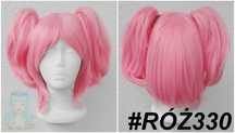 Różowa krótka peruka z kitkami Madoka cosplay wig różowy lolita