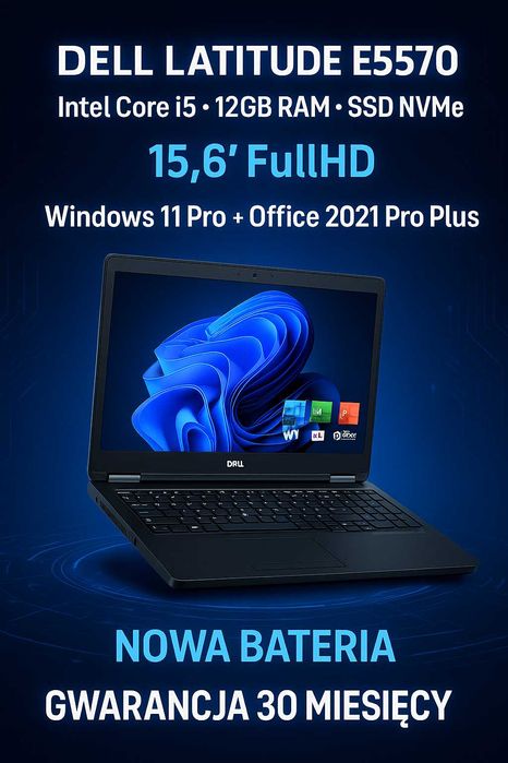 DELL LATITUDE E5570 - i5 - 16GB RAM - ssd - NOWAbateria W11 PRO+OFFICE