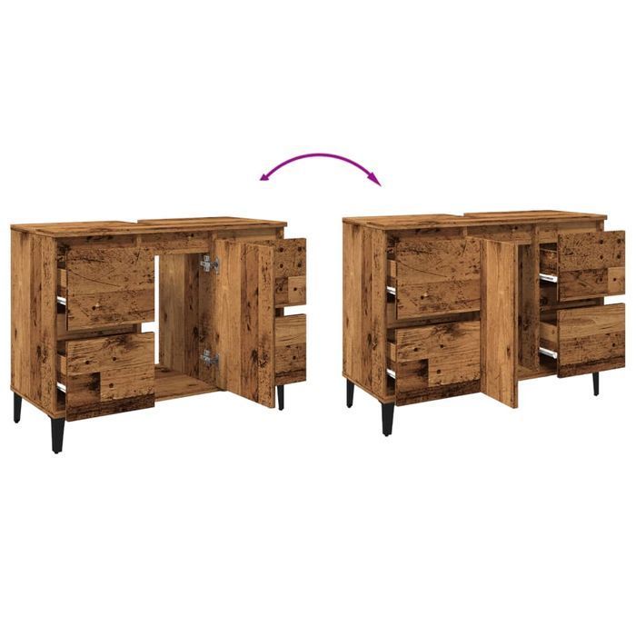 vidaXL Szafka pod umywalkę, stare drewno, 80x33x60 cm