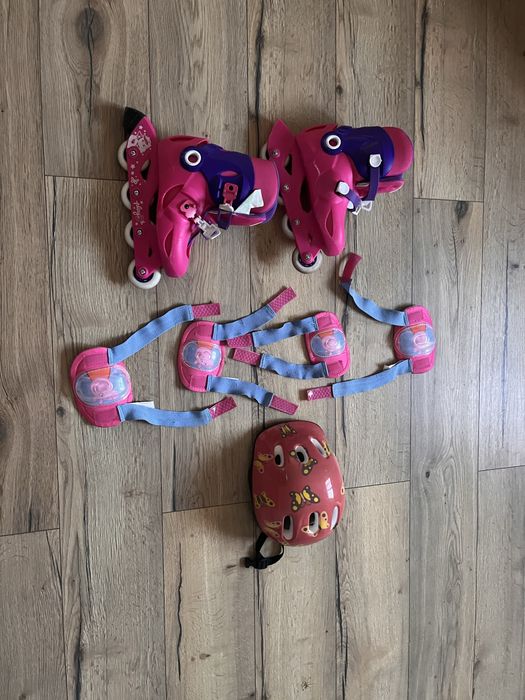 Conjunto de patins infantis (com capacete e proteções) – Ótimo estado