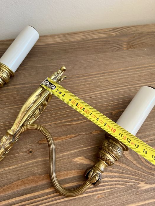 Zestaw 2 ozdobnych kinkietów ściennych z mosiądzu