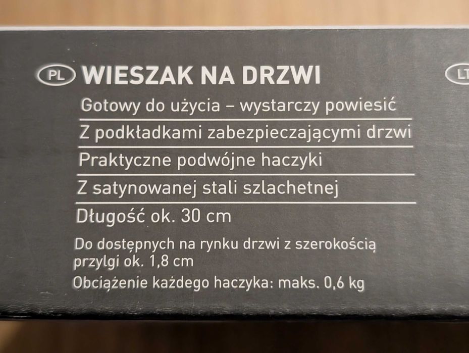 Wieszak na drzwi stal szlachetna 30cm