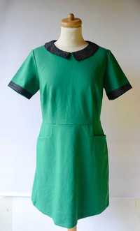 Sukienka Zielona Kołnierzyk Nowa XL 42 Yumi Pracy