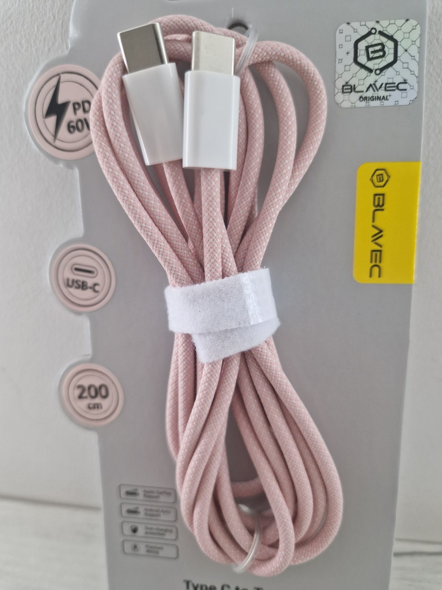 Blavec Kabel Candy oplot - Typ C na Typ C - PD 60W 3A 2 metry Apple