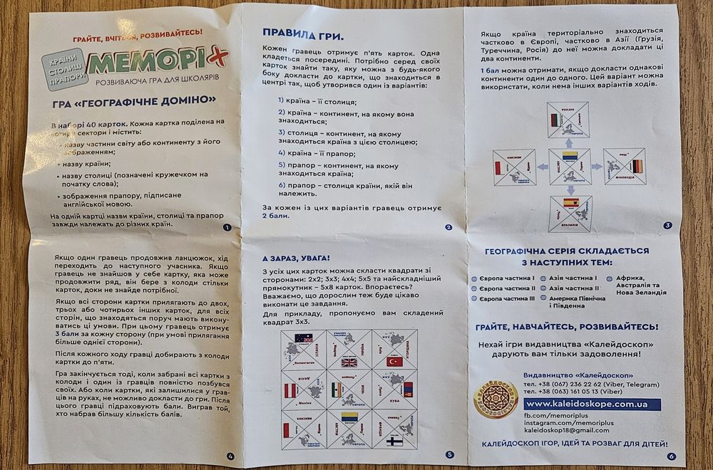Георгафічне доміно. Авторська настільна гра