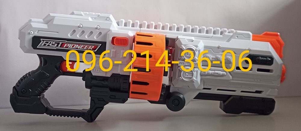 Бластер детский Пулемёт-Автомат на батарейках с мягкими пулями. Nerf