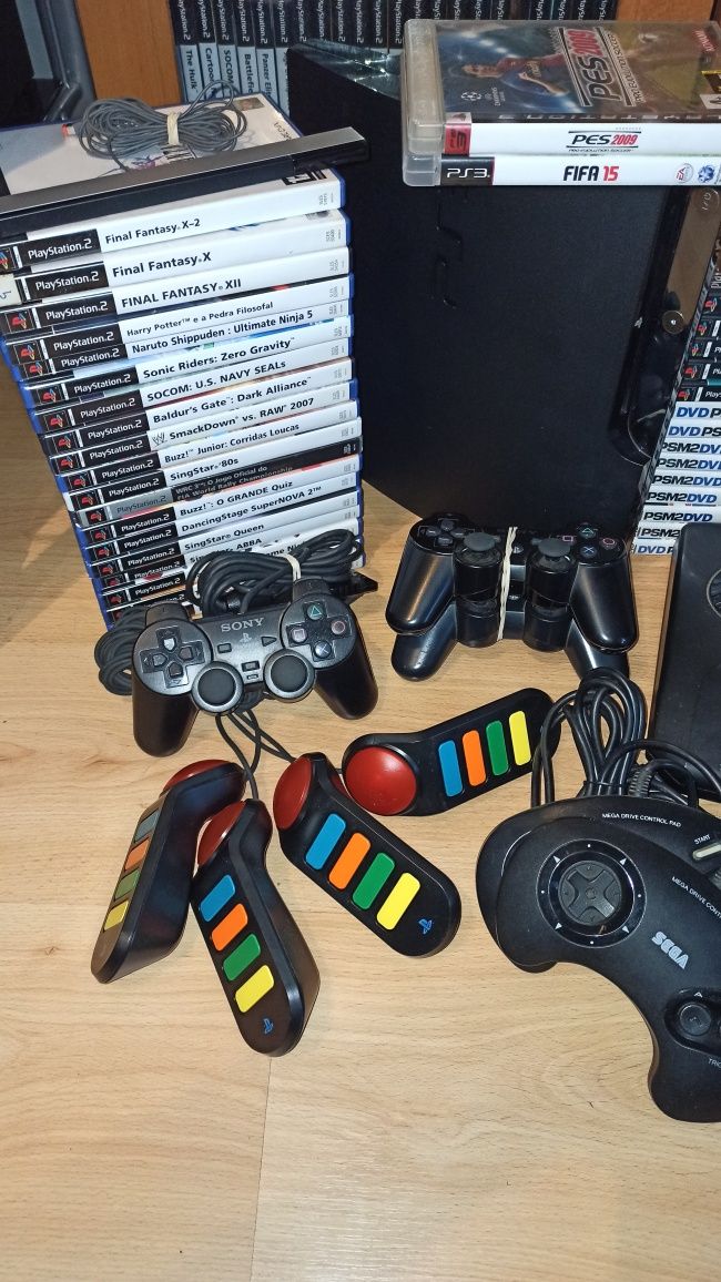 Pack consolas ( PlayStation 2 e 3 + mega Drive + will )